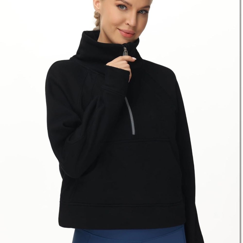 Amazon Women's Black Half-Zip Sweatshirt